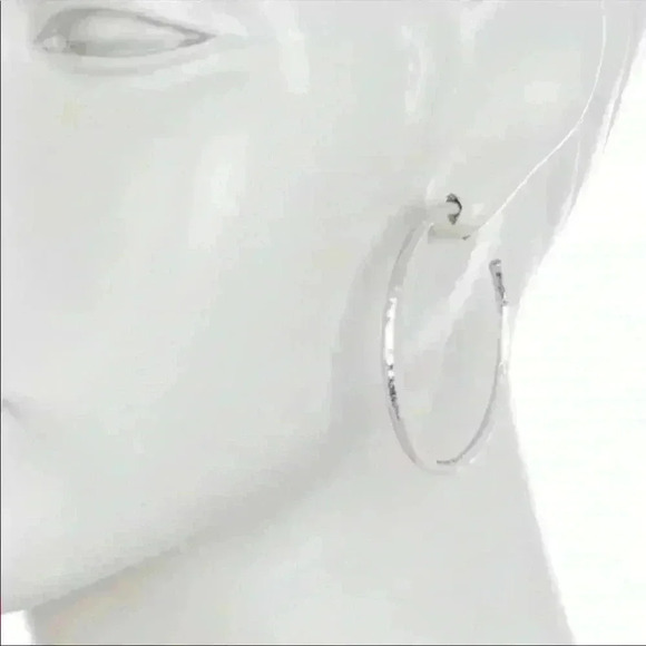 Rivka Friedman RhodiumHammered Satin Hoop Earrings NWT - Picture 2 of 6